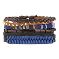 HZMAN Wrap Bracelets Men Women, Hemp Cords Wood Beads Ethnic Tribal Bracelets, Leather Wristbands - style: Dark Blue Hemp Rope
