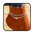 Yalice 925 Silver Ankle Bracelets Chain for Women Dainty 14K Gold Plated Waterproof Beads Anklets Layered Beach Foot Jewelry Gift - color: Silver-HeartA