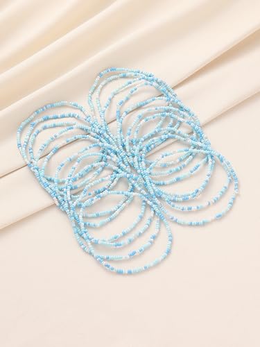xuzhiyuan 18Pcs Boho Beaded Bracelets Set for Women Bead Stackable Stretch Bracelets, Colorful Handmade Jewelry for Beach, Party - color: Blue