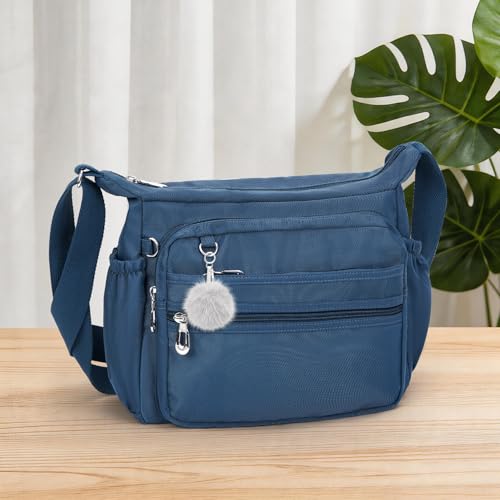 NOTAG Crossbody Bag for Women Waterproof Shoulder Bag Messenger Bag Casual Nylon Purse Handbag - color: Lightblue-l