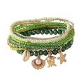 Caiyao Bohemian Multilayer Stackable Seed Beaded Bracelets Colorful Crystal Glass Beads Strand Bangle Bracelet BFF Wristbands Bracelet for Women Summer Beach Hawaii Jewelry Birthday Gifts - color: Green-starfish
