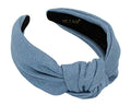 Denim Light Blue Headband is Trendy. Headbands for Women are Long Lasting. Jean Knotted is a Top Knot Head band Girls Fashion Designer for Hair - color: Light Blue