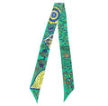 JERLA 100% Mulberry silk Scarf bag scarf Head Hair Ribbon Handbag Handle wrap Tie Bundle Neckerchief Scarf for women - color: Flower Green