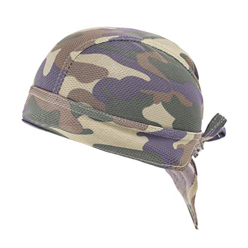 PURFUN Men Women Breathable Cycling Bandana Headscarf Adjustable Sweat Wicking Quick Dry Mesh Head Scarf Wrap Liner Skull Cap - color: Camou#1