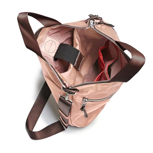 shortyLOVE Wonder Crossbody Messenger Bag - Womens Stylish Nylon Travel Handbag with 55" Adjustable Removable Strap - color: Peach