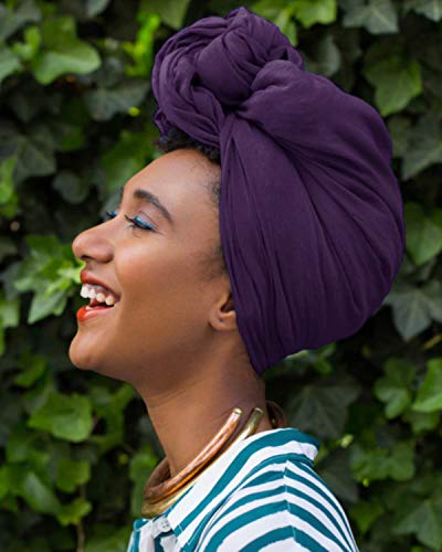 HOMELEX Head Wraps Turbans Stretch Jersey Knit Headwraps Wrap Turban Scarf Tie for Women - color: Pp-1