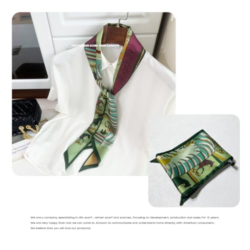 Hair Head Neck Bag Long Scarf Versatile Wrap for Women Soft & Lightweight for Everyday Chic - color: 116 Horse Green 5.12 X 59 Inch