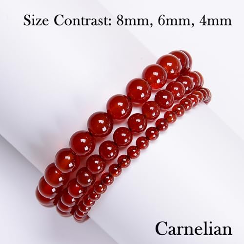 468Handmade Adjustable Natural Gemstone Crystal Bracelet Healing Power Energy Inspirational Gifts with Card for Unisex - color: 09-Carnelian(Luck), size: 8mm