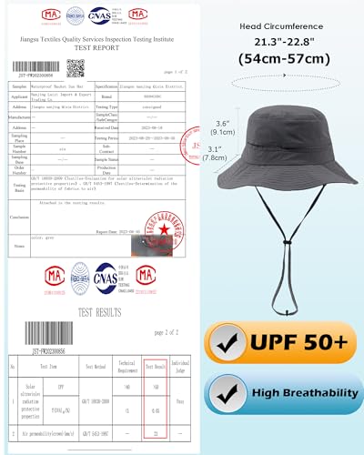 Womens Ponytail Sun Hat Packable UPF50+ Waterproof Bucket Hat Hiking Fishing Safari Hat Foldable Beach Hat - color: Dark Grey