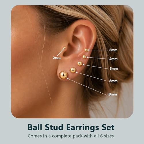 20G Hypoallergenic Surgical Steel Square Pearl Ball CZ Flat Back Stud Earrings for Sensitive Ear, Lightweight Shiny Earrings Studs for Helix Tragus Cartilage Multiple Piercing - color: Gold-M