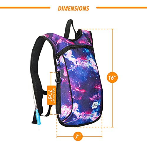 Vibe Festival Gear Rave Hydration Pack Backpack with 2L Water Bladder for Women Men – Festival Hydropack, Hydro Pack, Leak Proof, Lightweight – Teens, Party, Hiking, Running, Outdoor Sports - color: Unicorn