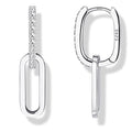 MILACOLATO 925 Sterling Silver Hoop Earrings for Women 18K Gold/Rhodium Plated Drop Dangle Hoop Earrings with Charms Cross Spike Moon Star Paperclip Link Statement Earrings Convertible Link Huggie Earrings Hypoallergenic - color: Silver Tone : Hoop with C