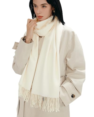 maamgic Women's Winter Scarf Soft Warm Scarf for Women Cozy Shawl Wraps for Women Lightweight Pashmina Style Wrap - color: Solid Ivory