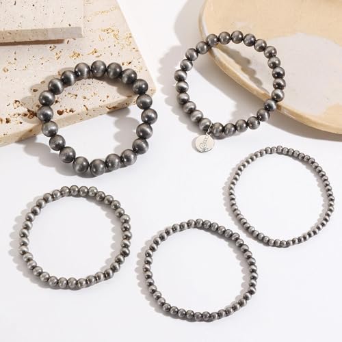 Coiris 5 Pcs Navajo Pearls Bracelet for Women Turquoise Boho Vintage Montana Western Bracelets Native American Jewelry - style: Navajo Pearls
