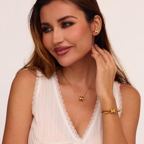 AIMADE Bracelets for Women Adjustable Charm Bracelet, 18k Gold-plated Buckle Design Titanium Steel Wire Rope Women's Gift Jewelry - color: Gold