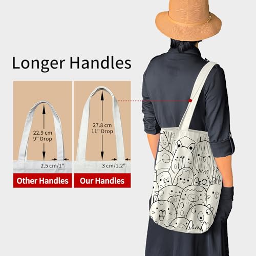 itgowisa Canvas Tote Bag for Women, Tote Bag with Zipper Inner Pocket, Zippered Canvas Bag for Shopping Work Grocery Everyday - style: Groundhog