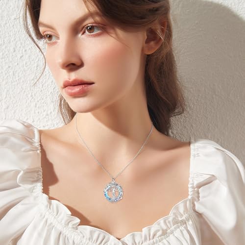 TOUPOP Tree of Life Necklace Gifts for Women 925 Sterling Silver Family Tree Pendant with Crystal Birthday Irish Jewelry Gifts for Women Her Wife Mom - color: 01-White Gold-White Crystal
