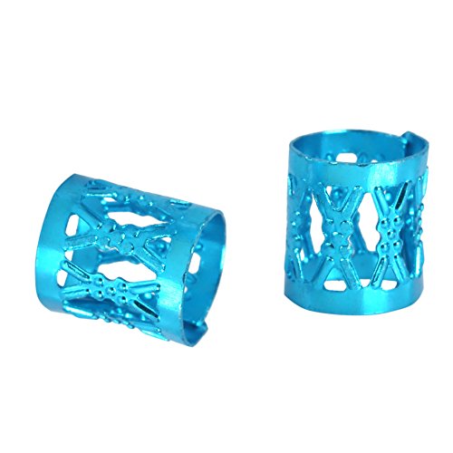 100PCS Braiding Beads Metal Cuffs,New Colorful Dreadlocks Beads Hair Braid Rings Clips Dread Locks, Rings Cuff Hair Decoration Braiding Filigree Tube Hair Jewelry (blue) - color: blue
