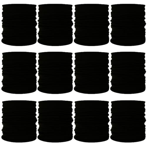 12-30 Pieces Neck Gaiters Scarf Head Wrap Headwear Balaclava Face Mask Sun Bandanas for Women Men Running,Cycling,Fishing - color: 12 Black