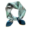 FEIBOON Mulberry Silk Scarfs Neck Scarf 21" Small Square Scarfs hair scarf bandana Neckerchief Headscarf for Women - color: Blue Flower Hand Painted
