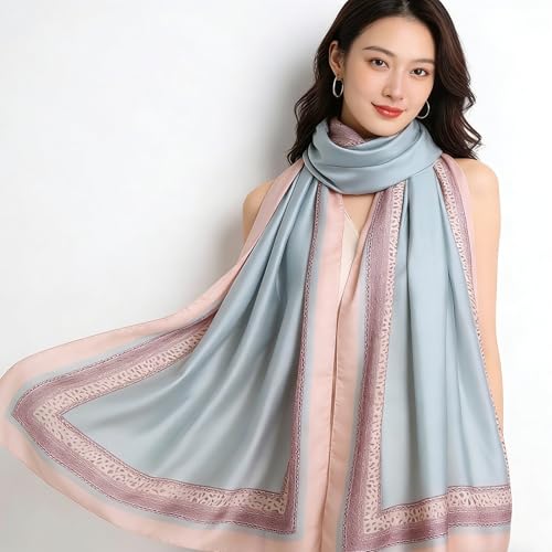 Silk Scarf Mulberry Silk Fashion Scarves Long Lightweight Shawl Wrap … - color: W50