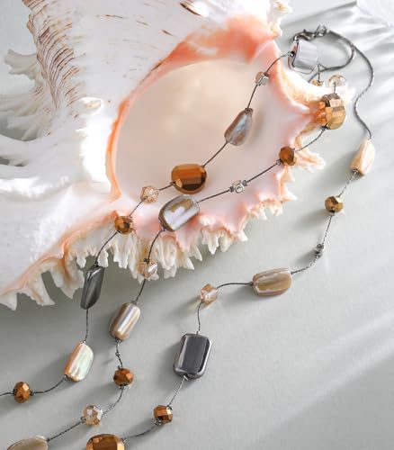 FULU AUTUMN Beaded Statement Necklaces for Women Shell Bead Chunky Collar Necklace Summer Layer boho Costume Jewelry for Her - color: Brown