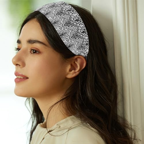 Gray Headband for Women, Boho Wide Headbands Thick Headbands with Teeth, Large Head Bands for Women's Hair Turban Hairbands Hair Accessories for Women