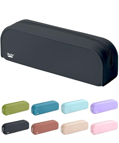 Mr. Pen- Silicone Pencil Case, Aesthetic Pencil Bag for Women, Makeup Pouch | Multifunctional Pouch for Stationery, Cosmetics and Electrical Goods Storage - color: Black