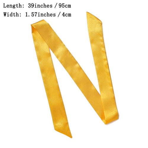 10 Pcs Long Thin Small Skinny Scarf Satin Neck Tie Ribbon Choker for Women Girls - color: Yellow