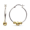 LeCalla 925 Sterling Silver Beaded Ball Hoop Earrings | Lightweight Sleeper Bead Ball Earring Hoops | Cape Style Hoop Earrings for Women - color: Dainty Two Tone