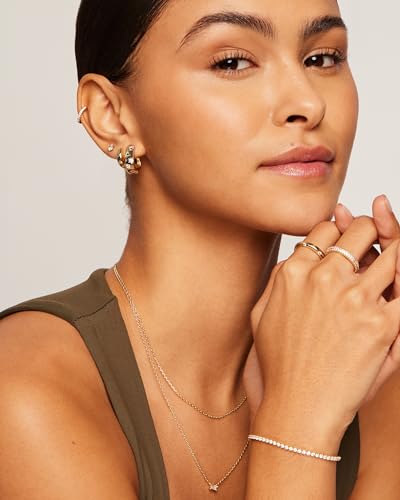 PAVOI 14K Gold Plated 925 Sterling Silver Posts Chunky Huggie Earrings for Women | Multi-Colored Cubic Zirconia Statement Hoop Earrings - color: Yellow Gold