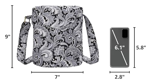 OPQRSTU Women's Retro Small Size Canvas Shoulder Bag Hippie Boho Crossbody Handbag - color: Grey