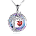 POPLYKE Mothers Day Gifts for Mom Her Wife Tree of Life Necklace 925 Sterling Silver Birthstone Pendant with Crystal Anniversary Birthday Wedding Jewelry for Women - color: 01-Jan-Garnet, style: White Gold Plated-Amethyst Crystal