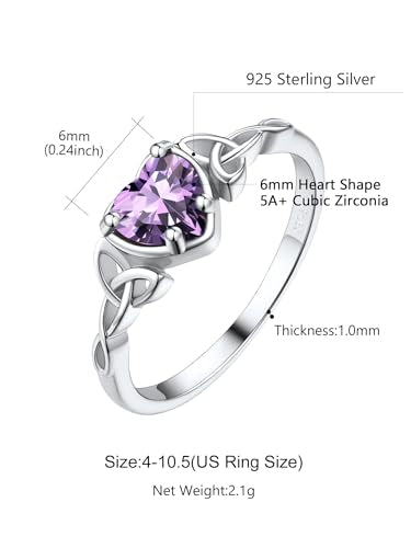 Custom4U Personalized 1-4 Birthstone Rings for Women Promise Rings for Her Sterling Silver Mothers Ring Customized Cubic Zirconia Stones Wedding/Valentine's Day/Mother's Day Jewelry Gift for Mom Wife - color: D-celtic Knot-silver