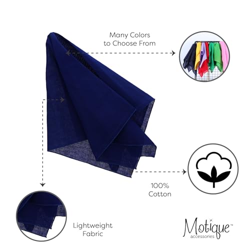 Motique Accessories Solid Color Bandana - Set of 6 Bandannas - color: Navy