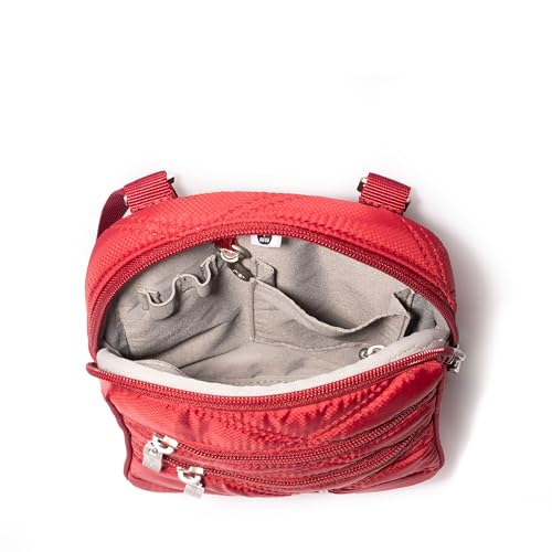 Baggallini Journey Crossbody Bags for Women 9x6 Small Lightweight Travel Handbag W/RFID - color: Ruby Red Quilt