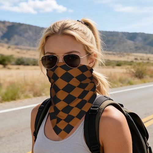Head Scarf Hair Neck Scarves for Women Fashion Silk Satin Purse Bag Scarfs Handbags Bandana Neckerchief - color: Black Brown Coffee Checkered