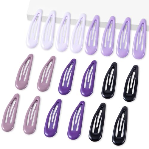 20 PCS Metal Snap Hair Clips Water Drop No Slip Barrettes for Women Bright Small Hair Clips For Thick And Thin Fine Hair,Multiple Purple,1.97 x 0.5 In. - color: Multiple Purple