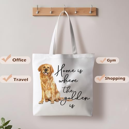 Preppy Animal Tote Bag, Pet Canvas Tote Bag, Reusable Grocery Shopping Shoulder Bags - color: Golden Retriever Dog