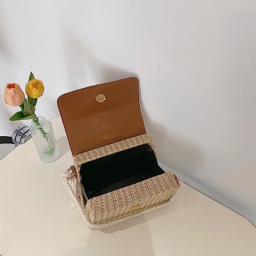 Straw Crossbody Bags for Women Summer Straw Clutch Bag Woven Beach Purse Vacation Handbags | Straw - color: D Brown