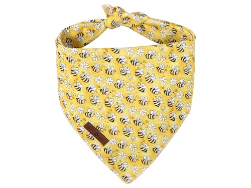 Lionet Paws Spring Summer Bee Dog Bandana Washable Cotton Handkerchief Scarf Triangle Yellow Bandana for Small Medium Dogs Girl Boy - color: Cute Bee, size: Small (Pack of 1)