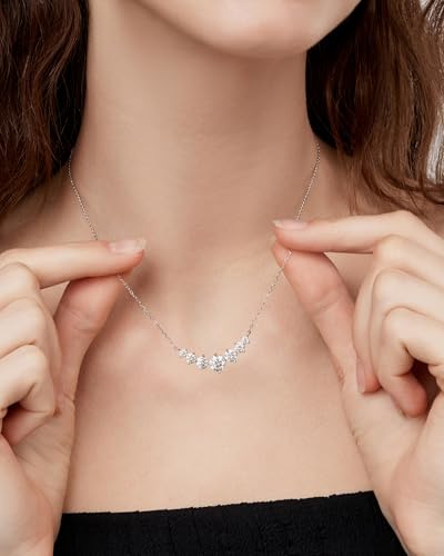 Moissanite Necklace for Women, 1.7-7.6 Carat Heart Necklace Engraved 'I LOVE YOU' Gift for Wife, Wedding Anniversary Birthday Gifts for Women, Jewelry Gifts for Her Wife Mom Girlfriend Lady - style: Round Moissanite-2.8 Carats