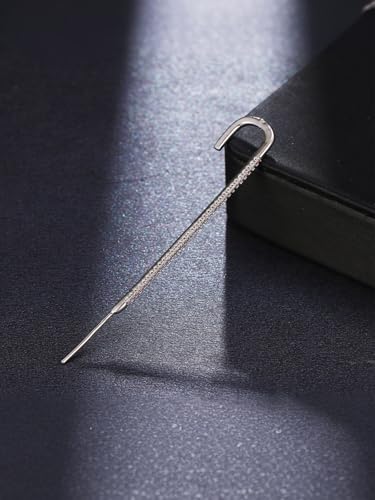 Ear Wrap Hook Earrings for Women Fashion Ear Cuff Crawler Earrings Silver Gold Long Piercing Crystal Curve Style Earring Stick Ear Wrap Earring Rhinestone Trendy Jewelry Gifts - color: full rhinestone-silver