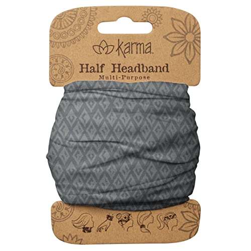 Karma Gray Diamond Headband for Women - Medium - Fabric Headband and Stretchy Hair Scarf - Dark Grey - color: Gray Diamond, size: 1 Count (Pack of 1)