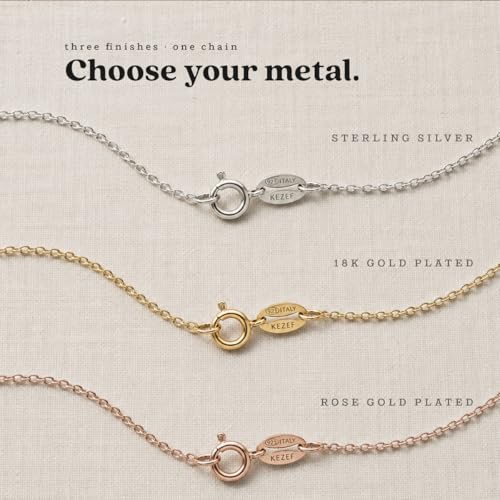 KEZEF 18K Gold Plated 925 Sterling Silver Box Chain Necklace for Women, 1mm Thin & Sturdy Italian Chain Necklace, Rose Gold & Silver Available, 15/16/18/20/22/24/30 Inch - color: 18k Gold, size: 26 Inch
