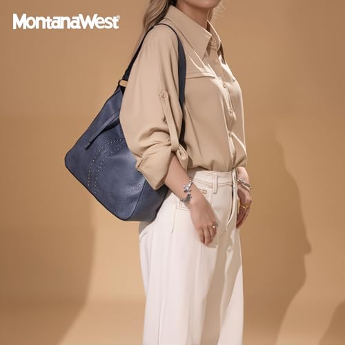 Montana West Hobo Bag for Women Crossbody Purse and Handbags Ladies Chic Shoulder Bags - color: Jean Blue