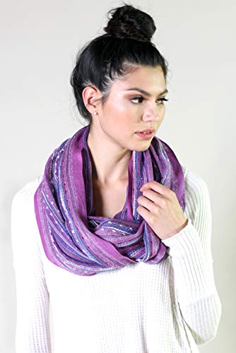 Anika Dali (15 Colors) Shimmer Sparkle Infinity Scarf, Women's Festival Bliss Lightweight Fashion Shawl - color: French Lilac