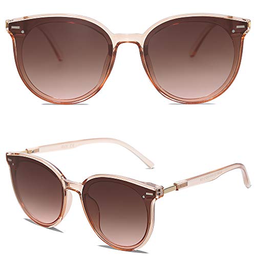 SOJOS Sunglasses Womens Trendy 2025 Classic Round Retro Vintage Shades Large Frame Sunnies SJ2067 - color: Brown