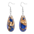 Stone Drop Earrings for Women Earrings Teardrop Jasper Stone Dangle Earrings - color: Blue&Brown-Silvery Hook