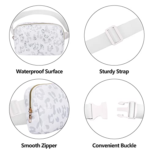 VOROLO Fanny Pack For Women And Men Crossbody Bag Belt Bag with Adjustable Strap Graduation Gifts Leopard White - color: Leopard White, style: 1 Pack Fanny Pack